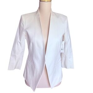 Theory Lanai White Bistretch Open Front Blazer Jacket C0304105 Size 4 NEW